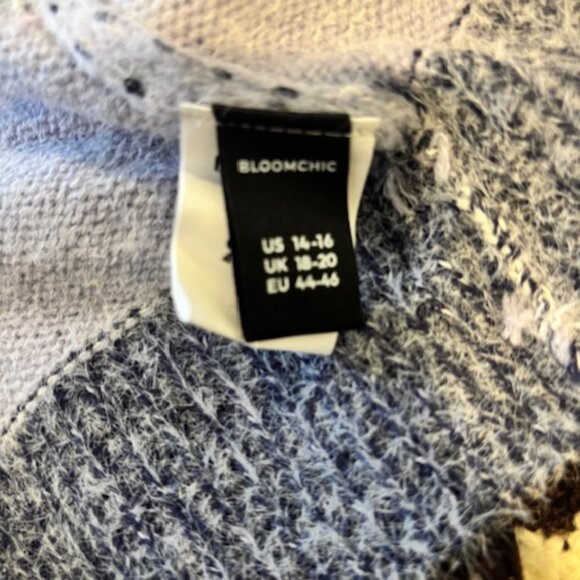 BloomChic Colorblock Contrast Patched Pocket Cardigan - 14-16/1X - Picture 3 of 7